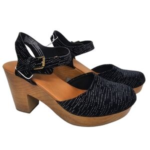 Universal Thread Marcia Clog Heels Size 10 Jet Black Sparkle Velvet Platform San